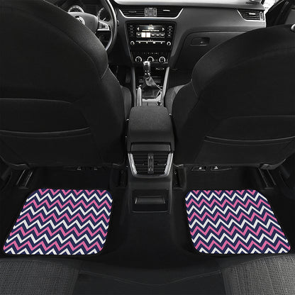 Navy Pink And White Chevron Print Front and Back Car Floor Mats