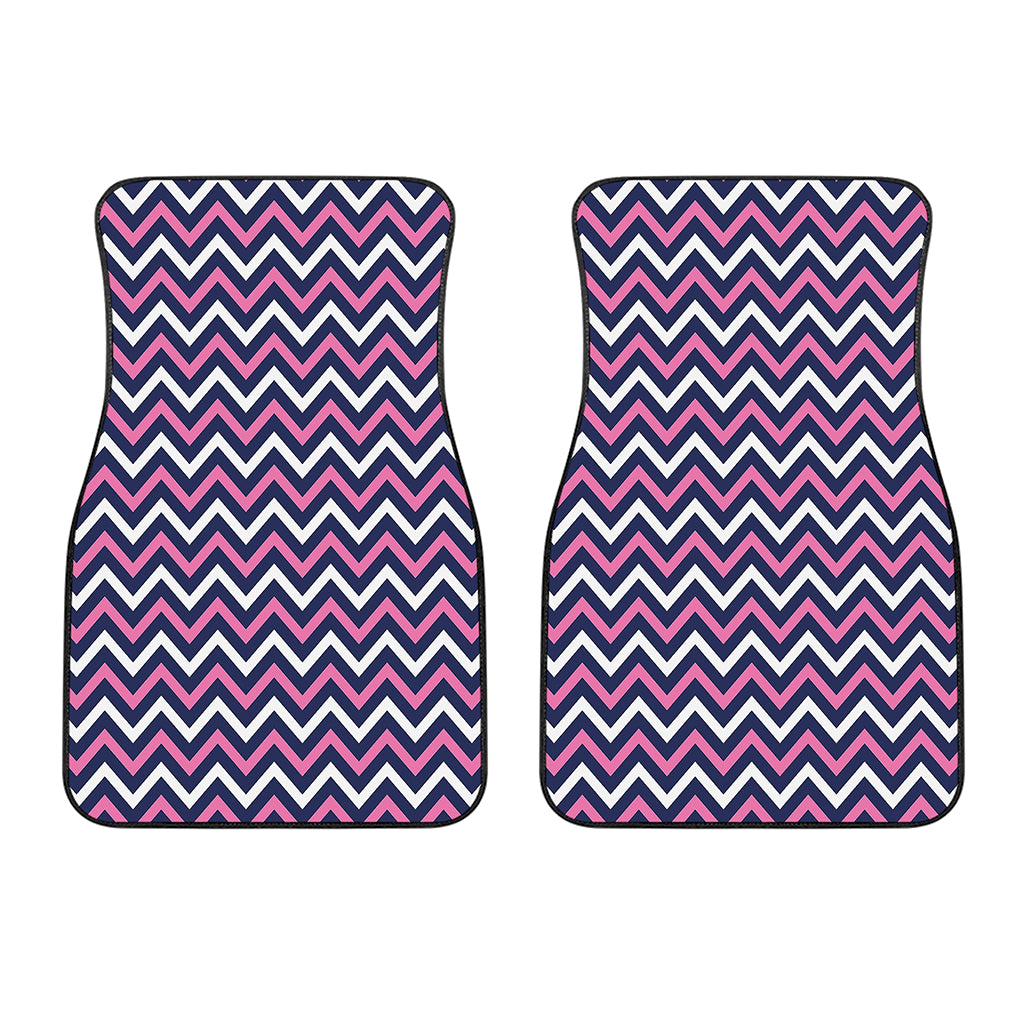 Navy Pink And White Chevron Print Front Car Floor Mats