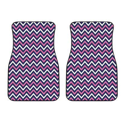 Navy Pink And White Chevron Print Front Car Floor Mats