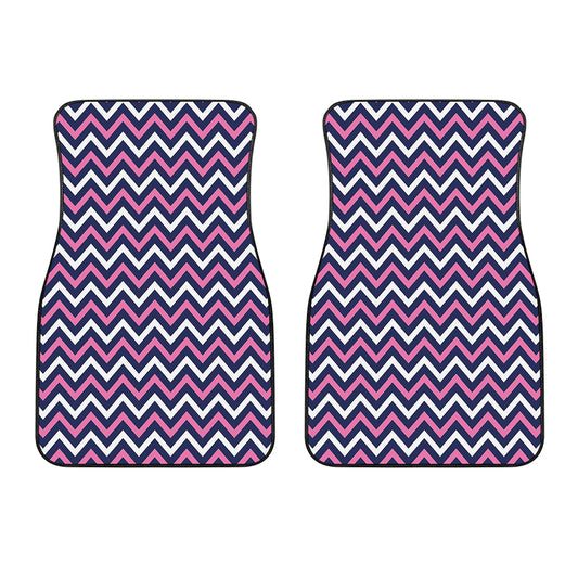 Navy Pink And White Chevron Print Front Car Floor Mats