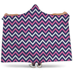 Navy Pink And White Chevron Print Hooded Blanket