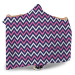 Navy Pink And White Chevron Print Hooded Blanket