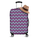Navy Pink And White Chevron Print Luggage Cover