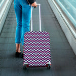 Navy Pink And White Chevron Print Luggage Cover