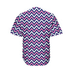 Navy Pink And White Chevron Print Men's Baseball Jersey