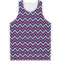 Navy Pink And White Chevron Print Men's Tank Top