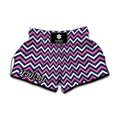 Navy Pink And White Chevron Print Muay Thai Boxing Shorts