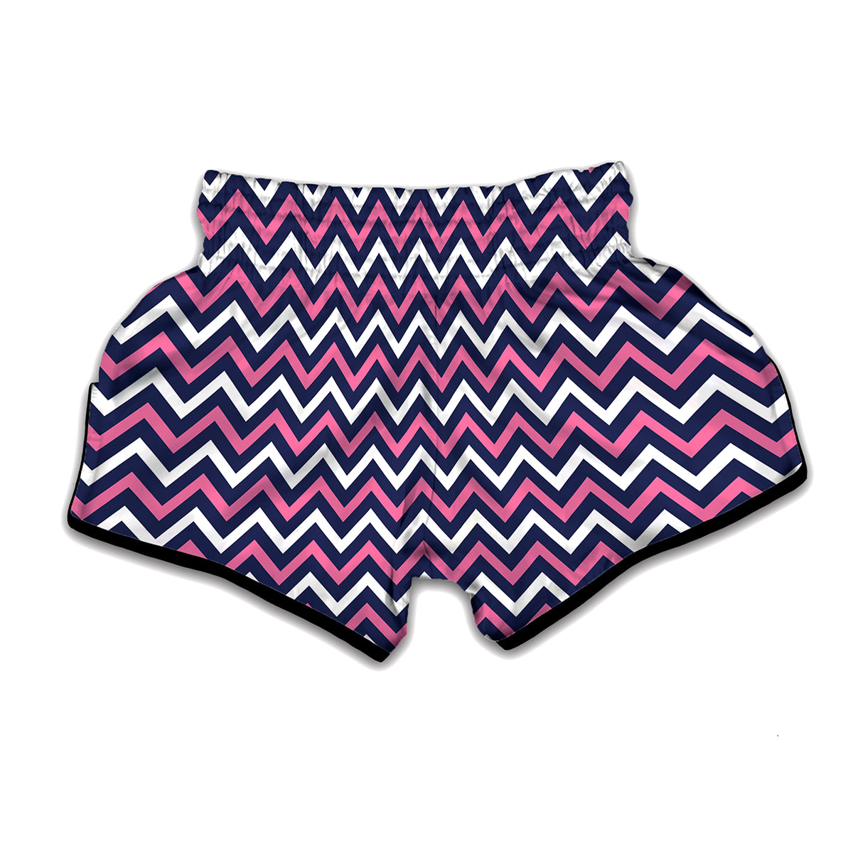 Navy Pink And White Chevron Print Muay Thai Boxing Shorts