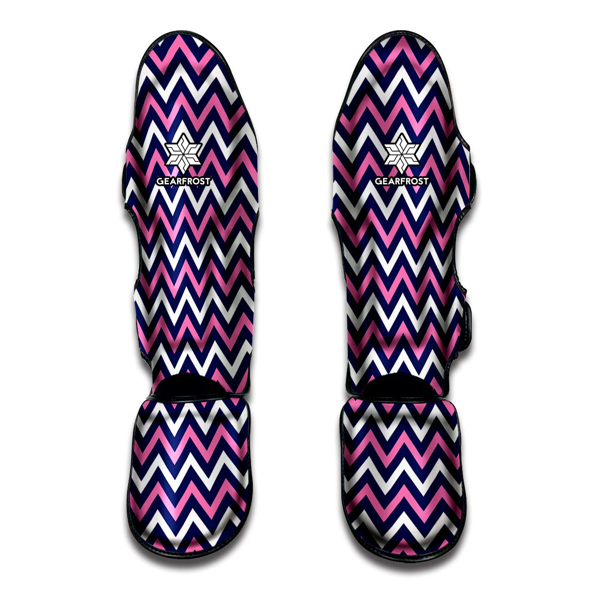 Navy Pink And White Chevron Print Muay Thai Shin Guard