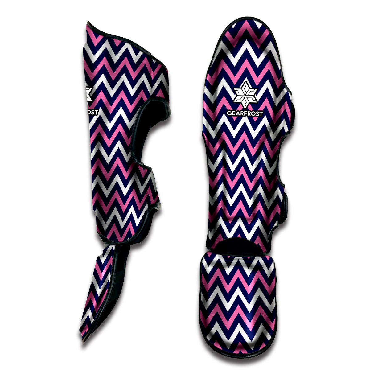 Navy Pink And White Chevron Print Muay Thai Shin Guard