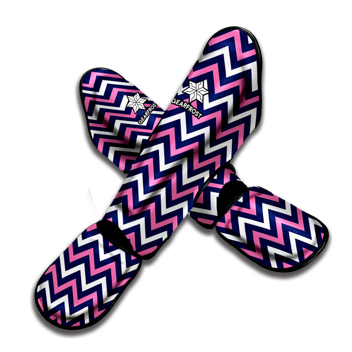 Navy Pink And White Chevron Print Muay Thai Shin Guard