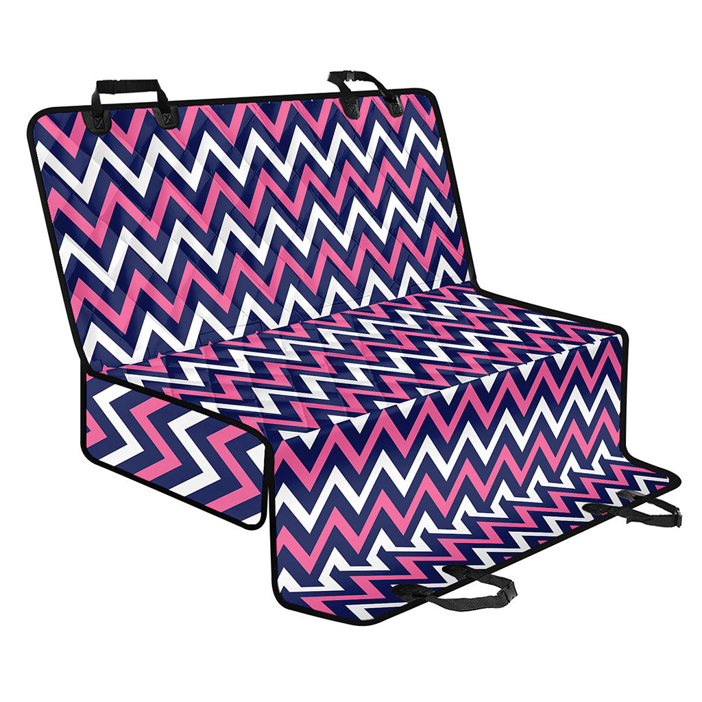 Navy Pink And White Chevron Print Pet Car Back Seat Cover