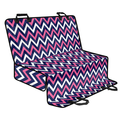 Navy Pink And White Chevron Print Pet Car Back Seat Cover