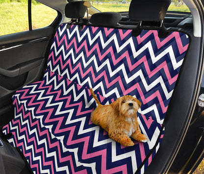 Navy Pink And White Chevron Print Pet Car Back Seat Cover
