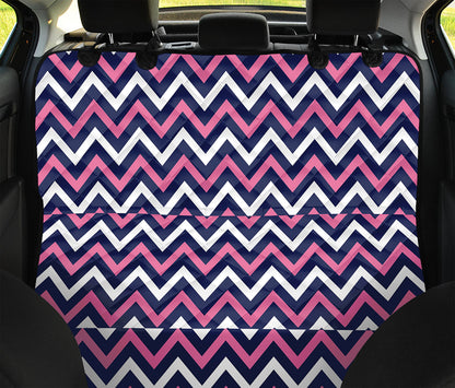 Navy Pink And White Chevron Print Pet Car Back Seat Cover