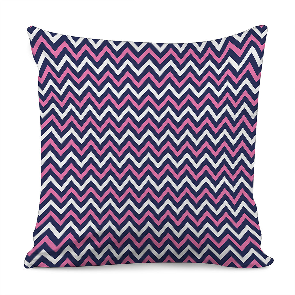 Navy Pink And White Chevron Print Pillow Cover