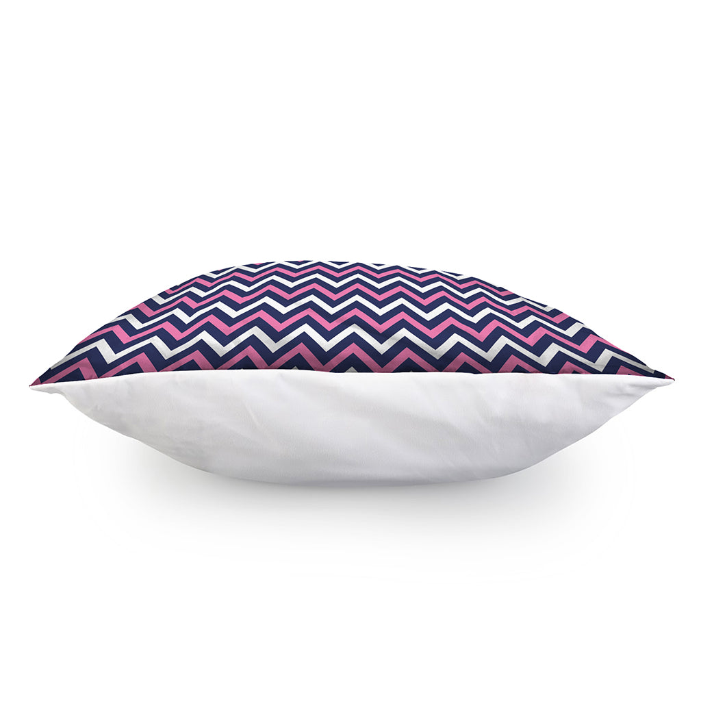 Navy Pink And White Chevron Print Pillow Cover