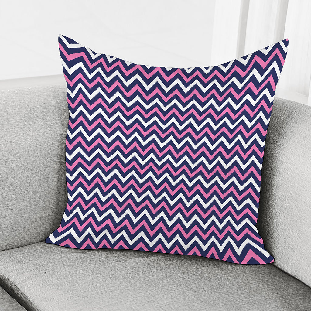 Navy Pink And White Chevron Print Pillow Cover
