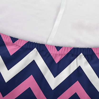 Navy Pink And White Chevron Print Sofa Cover