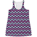 Navy Pink And White Chevron Print Women's Racerback Tank Top