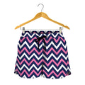 Navy Pink And White Chevron Print Women's Shorts