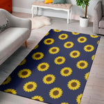 Navy Sunflower Pattern Print Area Rug