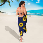 Navy Sunflower Pattern Print Beach Sarong Wrap