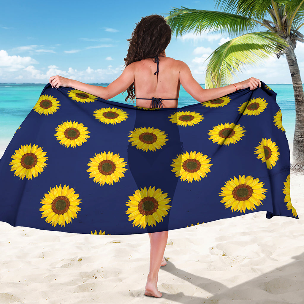 Navy Sunflower Pattern Print Beach Sarong Wrap