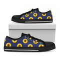 Navy Sunflower Pattern Print Black Low Top Sneakers