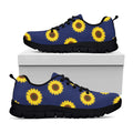 Navy Sunflower Pattern Print Black Running Shoes