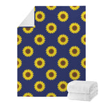Navy Sunflower Pattern Print Blanket