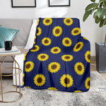 Navy Sunflower Pattern Print Blanket