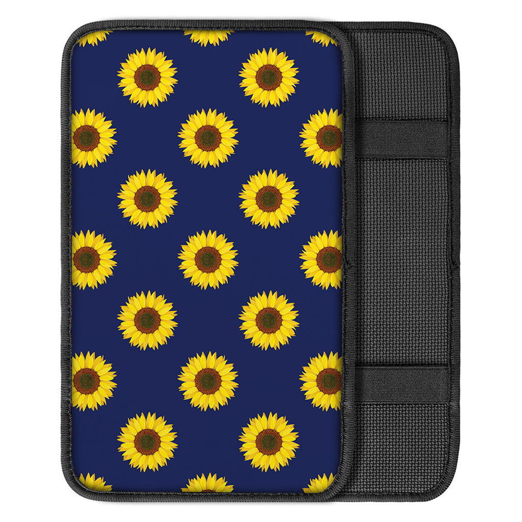 Navy Sunflower Pattern Print Car Center Console Cover