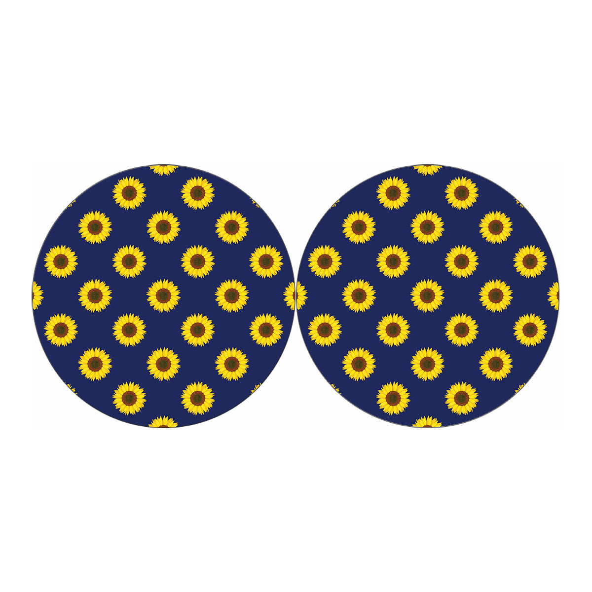 Navy Sunflower Pattern Print Car Coasters