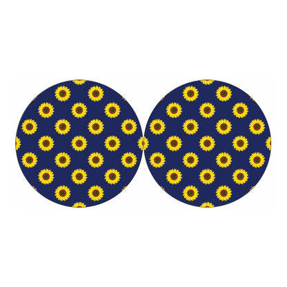 Navy Sunflower Pattern Print Car Coasters