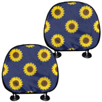 Navy Sunflower Pattern Print Car Headrest Covers