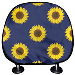 Navy Sunflower Pattern Print Car Headrest Covers