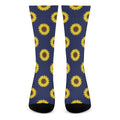 Navy Sunflower Pattern Print Crew Socks