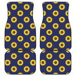 Navy Sunflower Pattern Print Front and Back Car Floor Mats