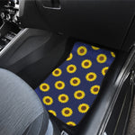 Navy Sunflower Pattern Print Front and Back Car Floor Mats