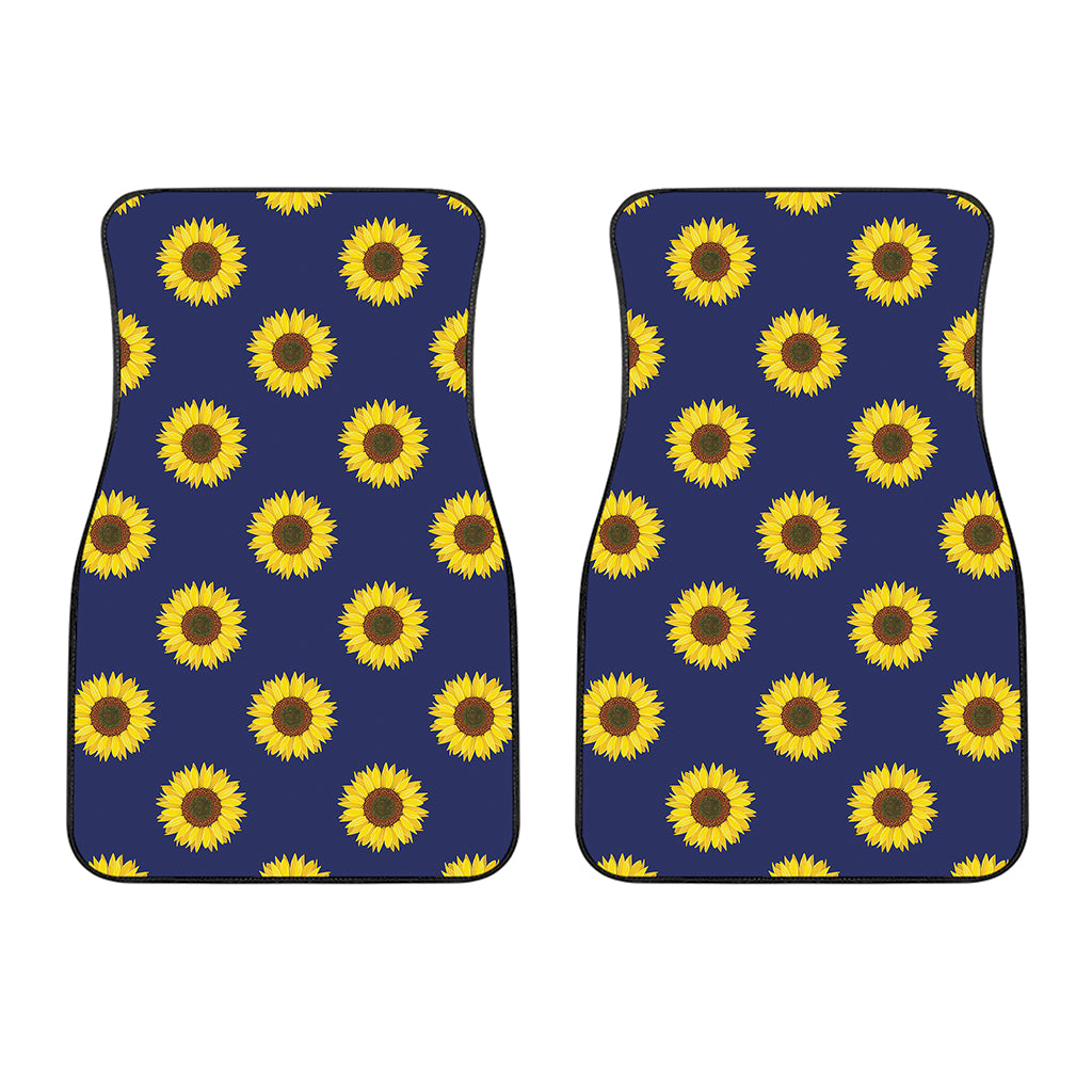 Navy Sunflower Pattern Print Front Car Floor Mats