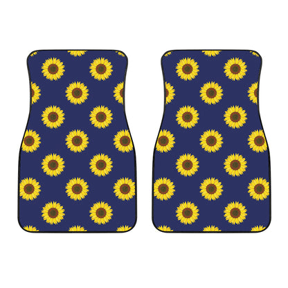 Navy Sunflower Pattern Print Front Car Floor Mats