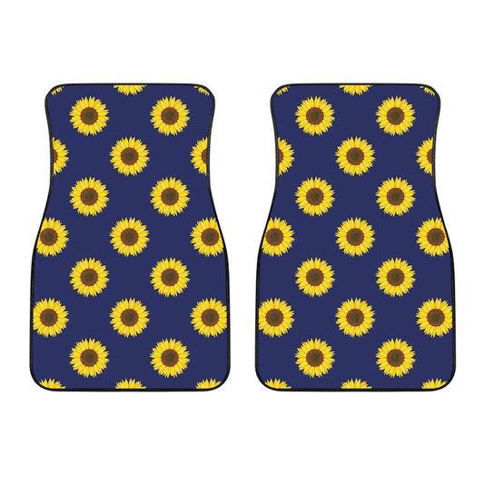 Navy Sunflower Pattern Print Front Car Floor Mats