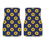 Navy Sunflower Pattern Print Front Car Floor Mats