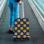 Navy Sunflower Pattern Print Luggage Cover