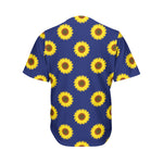 Navy Sunflower Pattern Print Men's Baseball Jersey