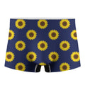 Navy Sunflower Pattern Print Men's Boxer Briefs