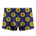 Navy Sunflower Pattern Print Men's Boxer Briefs
