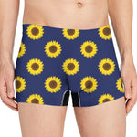 Navy Sunflower Pattern Print Men's Boxer Briefs