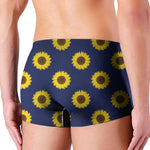 Navy Sunflower Pattern Print Men's Boxer Briefs
